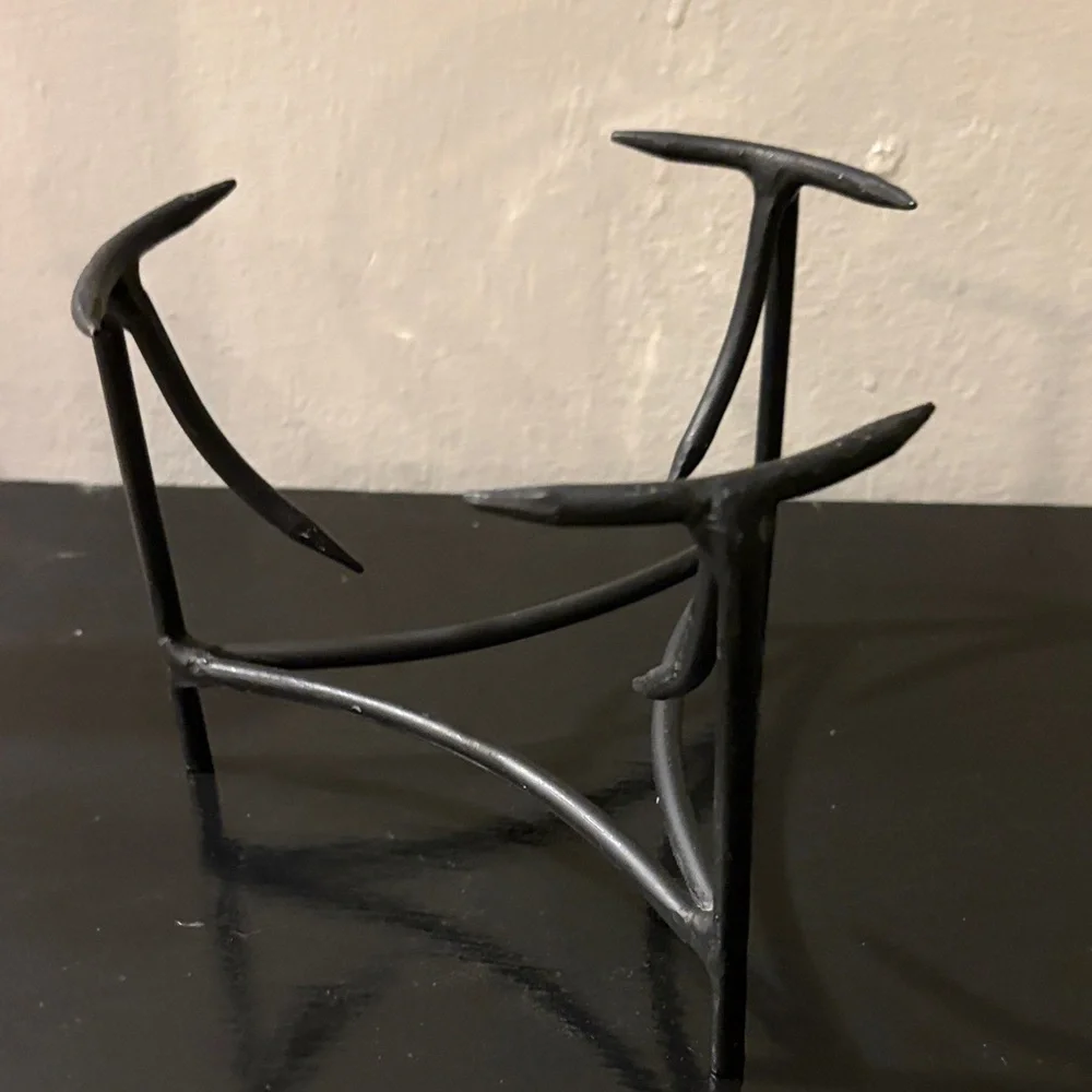 Glass Serving Bowl with Black Metal Stand - Clear/Black